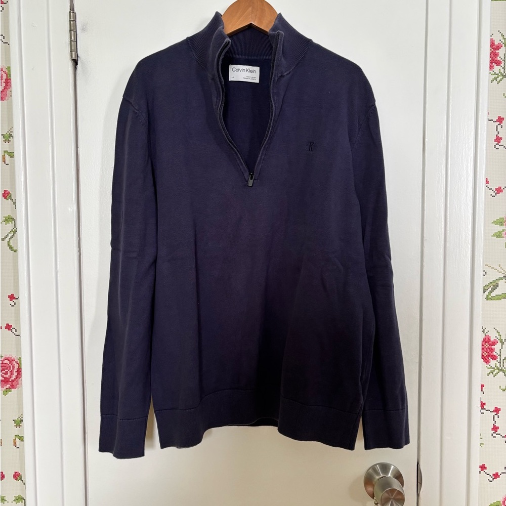 Calvin Klein Men's Dark Blue Zip-Up Sweater